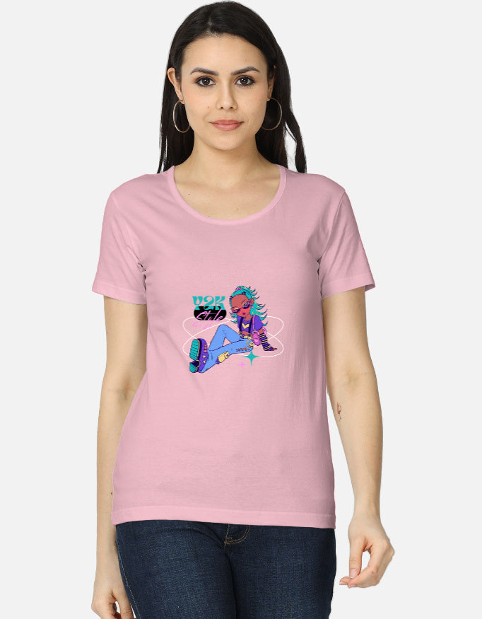 Women's LYVIT ORIGINALS classic crew T-shirt, front view showing a simple, comfortable design in soft fabric.