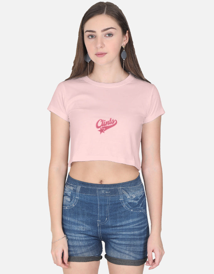 Front view of LYVIT ORIGINALS crop top, showcasing its fitted style and stylish neckline in a close-up image.