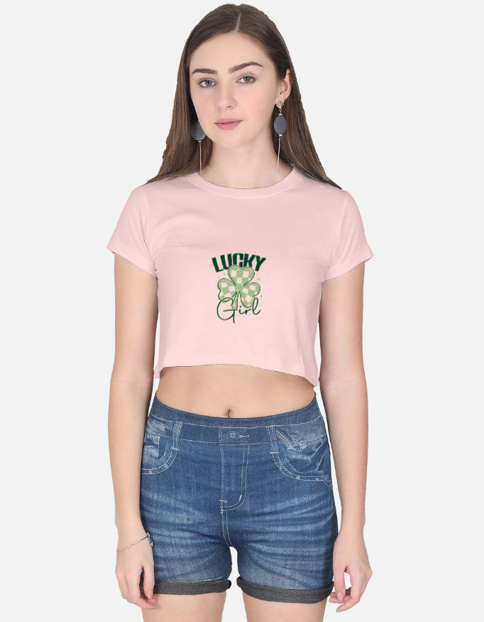 Front view of LYVIT ORIGINALS crop top showcasing fitted design and soft fabric in a stylish, casual look.