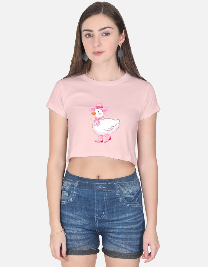 Front view of LYVIT ORIGINALS crop top featuring a stylish, fitted design in a vibrant fabric.