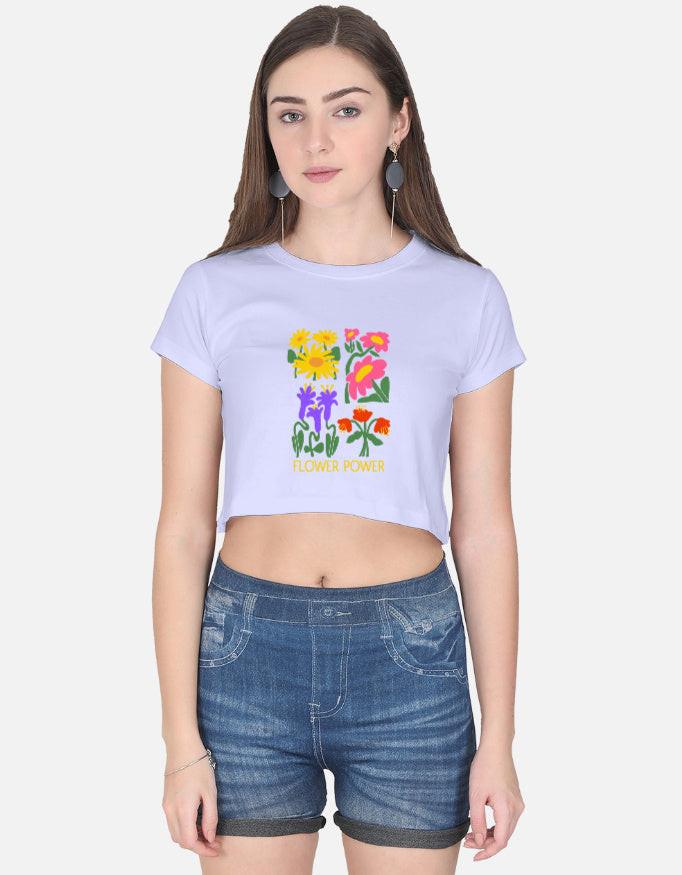 Front view of a stylish LYVIT ORIGINALS crop top, showcasing its fitted design and soft fabric in a natural pose.