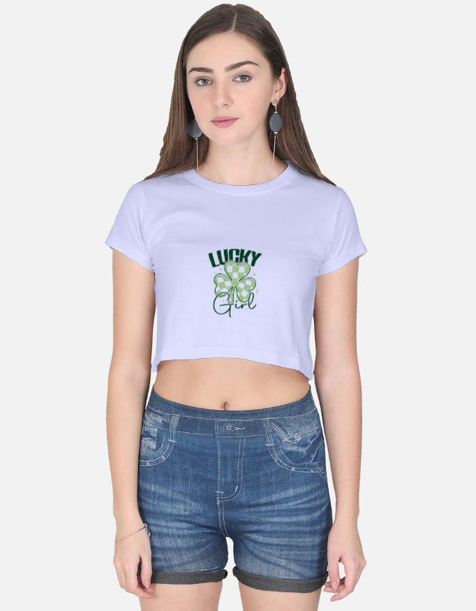 Front view of LYVIT ORIGINALS crop top, showing its stylish fit and design details on a plain background.