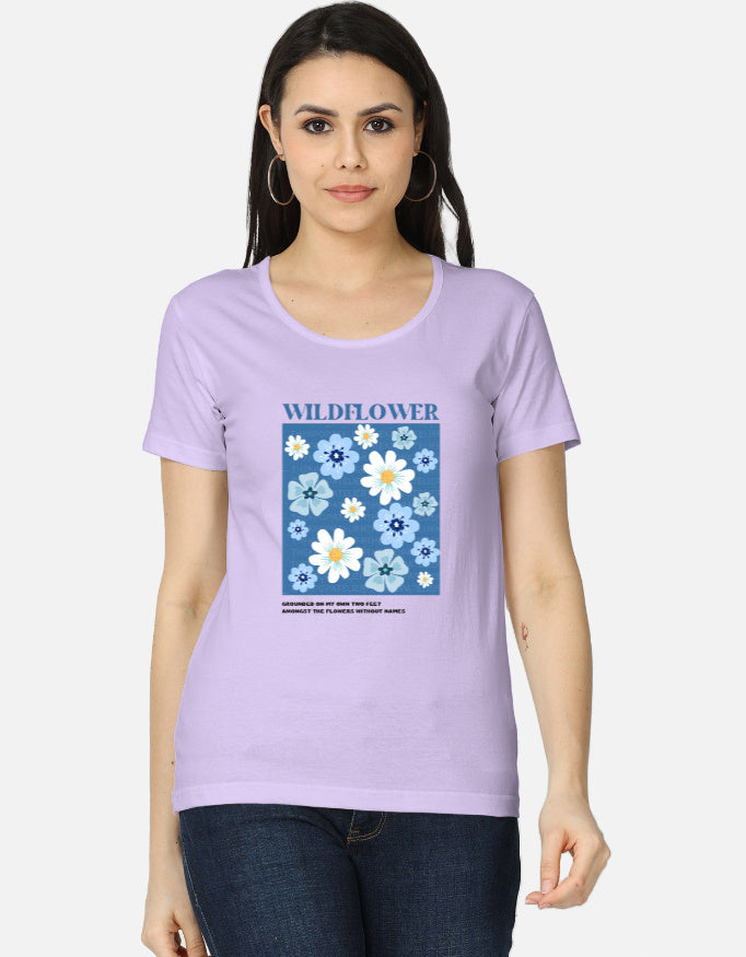 Front view of a women's classic T-shirt by LYVIT ORIGINALS, featuring a simple crew neck and relaxed fit in soft fabric.
