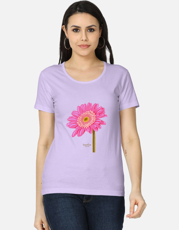 Front view of women's classic T-shirt by LYVIT ORIGINALS, soft cotton fabric with a simple crew neckline