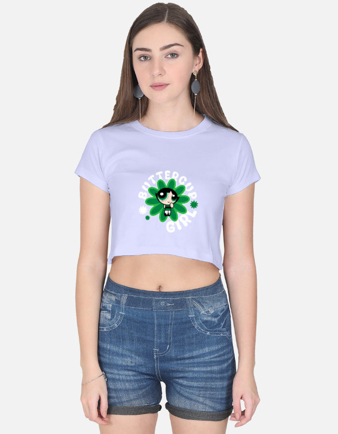 Front view of LYVIT ORIGINALS crop top, showing fitted design and soft fabric in natural light.