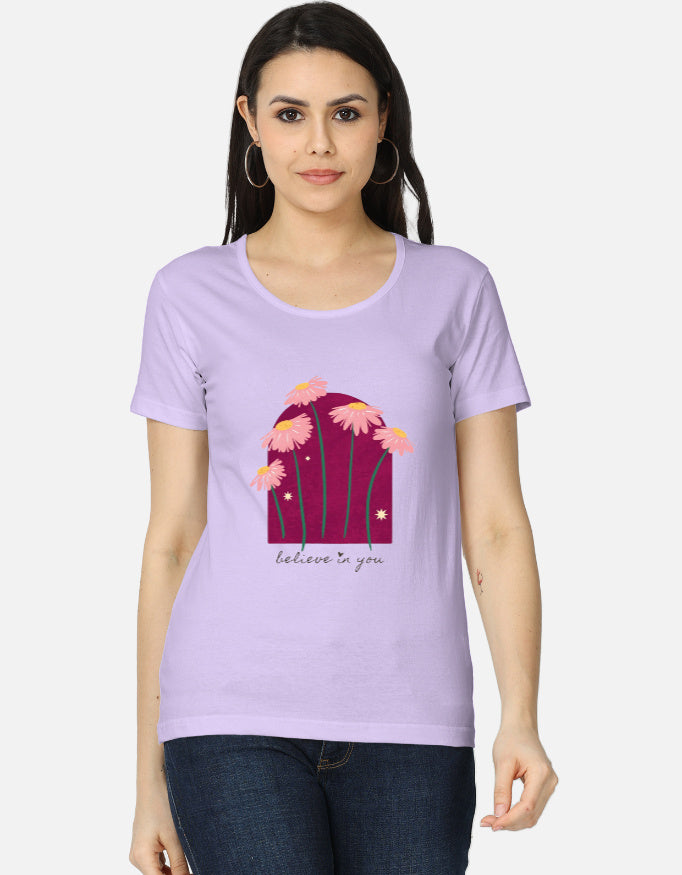 Front view of a women's classic T-shirt by LYVIT ORIGINALS, showcasing a simple, comfortable design with a round neckline.