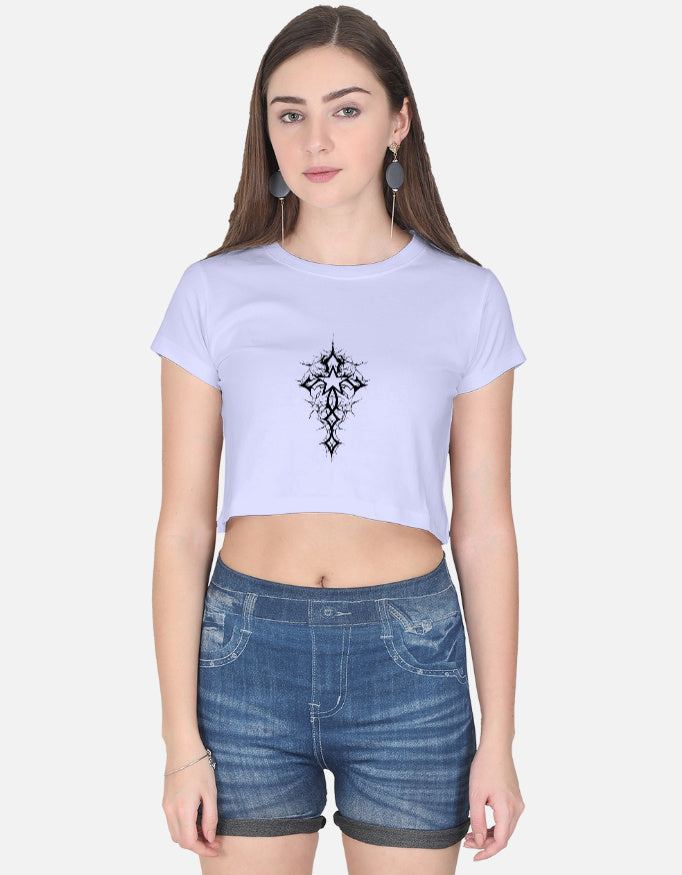 LYVIT ORIGINALS crop top shown from the front, featuring a fitted design and stylish neckline, perfect for casual wear.