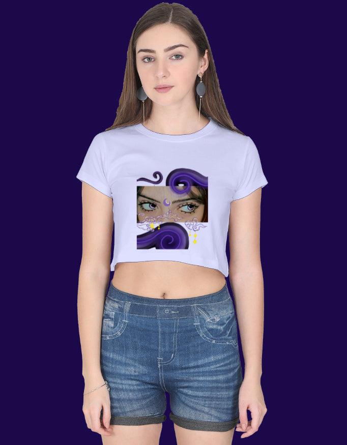 LYVIT ORIGINALS crop top showing a fitted front view with short sleeves and a scoop neckline, in a casual, stylish design.