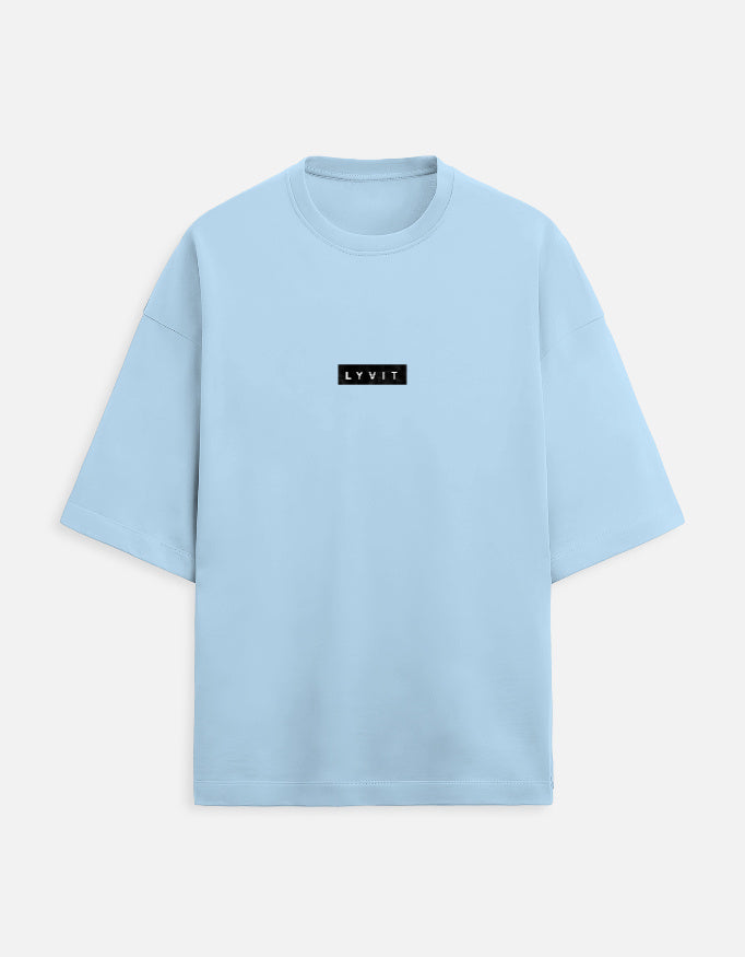 Front view of unisex oversized Terry Tee by LYVIT ORIGINALS in soft, textured fabric with a relaxed fit and classic crew neckline.