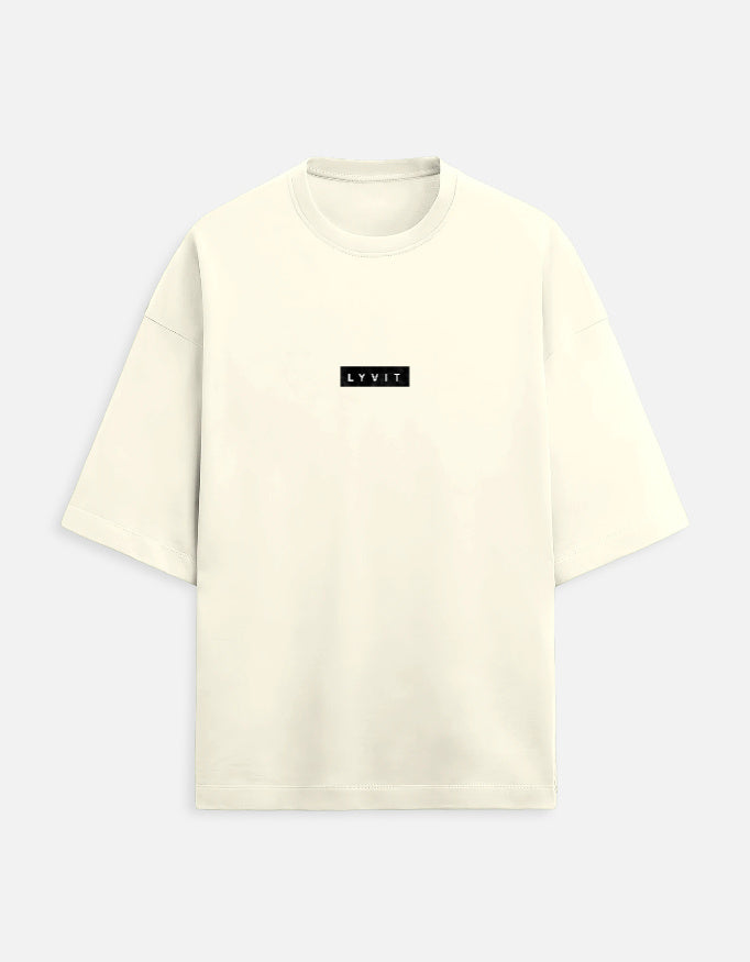 Unisex Terry Oversized Tee by LYVIT ORIGINALS shown from the front, featuring a relaxed fit and soft terry fabric in natural color.
