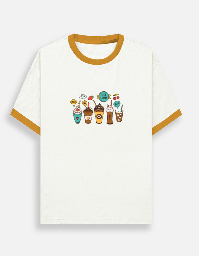 Unisex Ringer T-shirt by LYVIT ORIGINALS with a classic crew neck and contrasting collar, shown from the front.