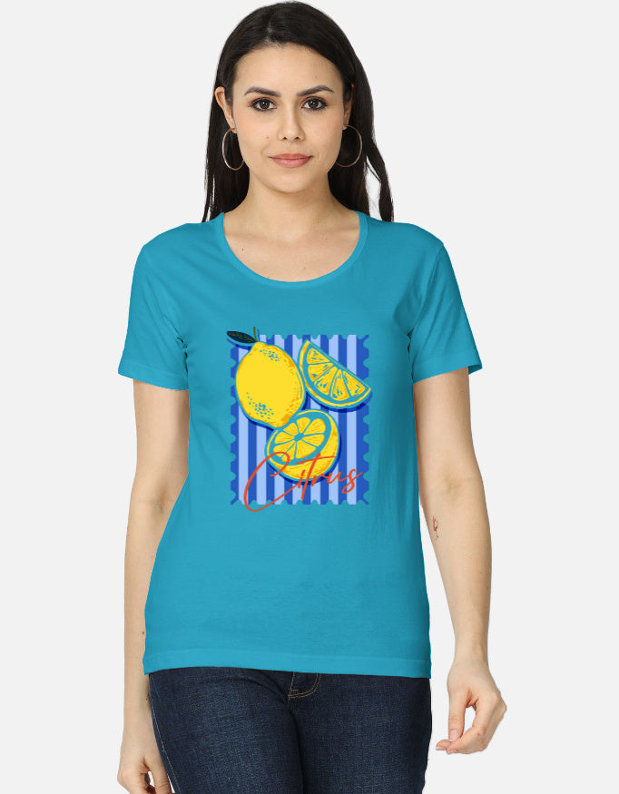 Women's classic T-shirt by LYVIT ORIGINALS, front view showing soft cotton fabric and simple, stylish design.
