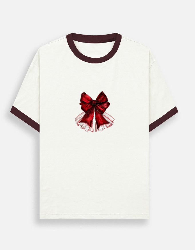 Front view of LYVIT ORIGINALS Ringer T-Shirt with contrasting collar and sleeve trim in a casual, stylish design.