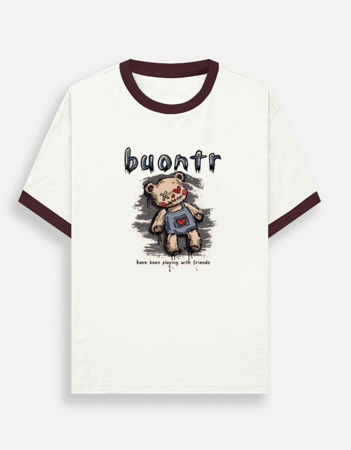 Unisex Ringer T-Shirt by LYVIT ORIGINALS, front view showing contrasting collar and sleeve trim, casual and stylish fit.
