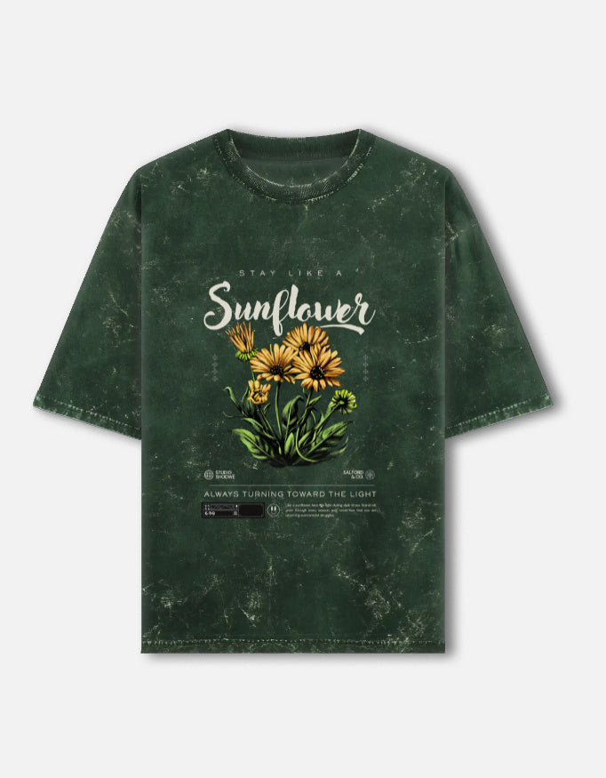 Unisex acid washed oversized T-shirt by LYVIT ORIGINALS, front view showing distressed, relaxed fit, and faded fabric texture.
