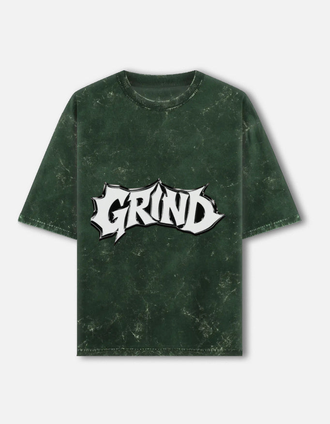 Front view of LYVIT ORIGINALS unisex acid washed oversized tee with a relaxed fit and faded, vintage-inspired design.