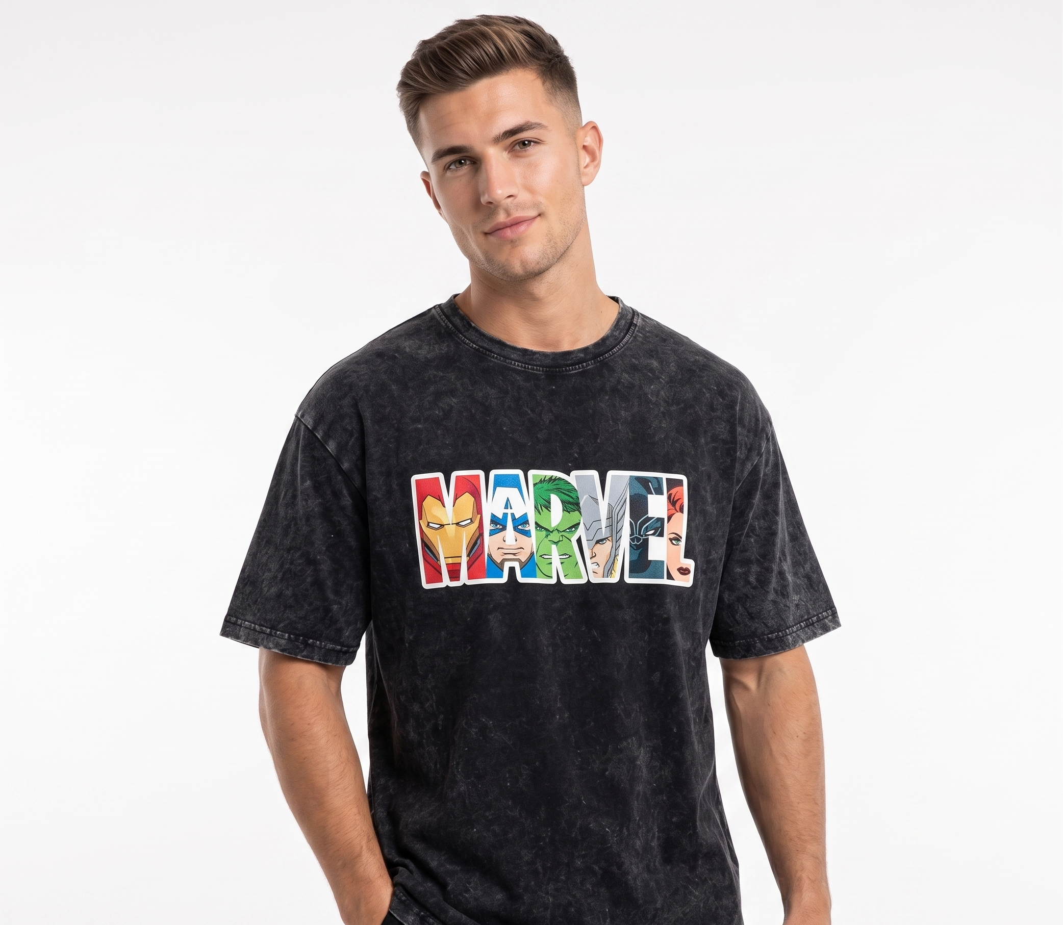 Unisex acid washed oversized T-shirt by LYVIT ORIGINALS featuring a relaxed fit and stylish worn-in look.