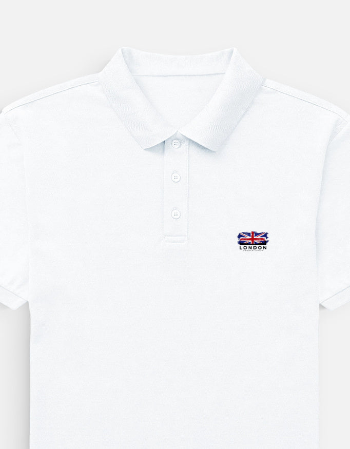 Men's navy polo shirt by LYVIT ORIGINALS with a classic collar and left chest pocket, shown from the front.