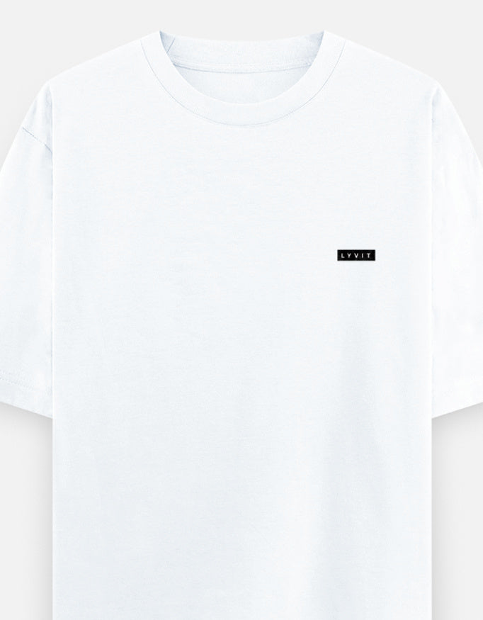 Unisex oversized classic T-shirt by LYVIT ORIGINALS with a small left chest pocket, shown in a natural fabric and relaxed fit style.