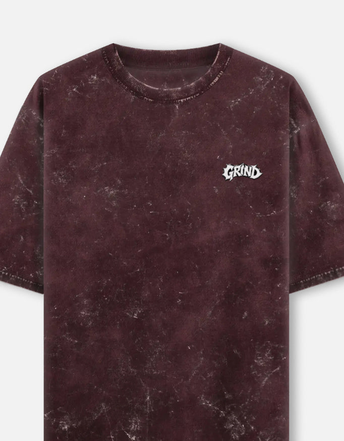 Acid washed oversized LYVIT ORIGINALS T-shirt with left chest pocket, casual fit, soft fabric, and distressed style.