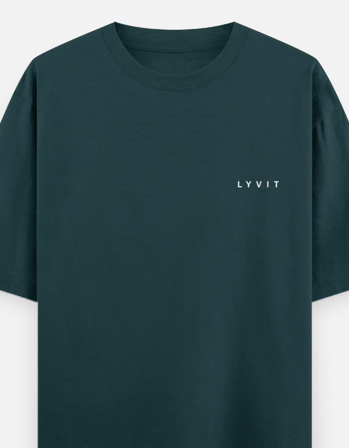 Unisex oversized classic T-shirt by LYVIT ORIGINALS featuring a left chest pocket, casual fit, soft fabric, in a neutral color.