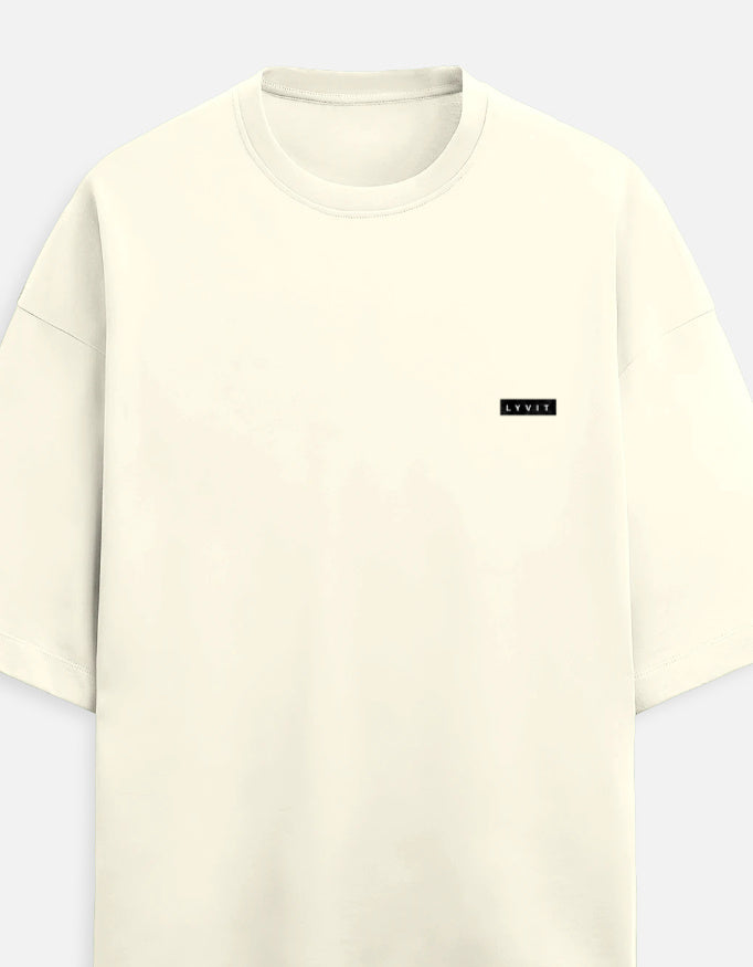 Unisex Terry Oversized Tee by LYVIT ORIGINALS with a left chest pocket and relaxed fit, shown in a front view.