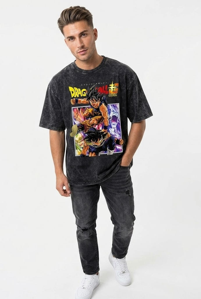 Unisex acid washed oversized T-shirt by LYVIT ORIGINALS featuring a relaxed fit and distressed fabric for casual style.