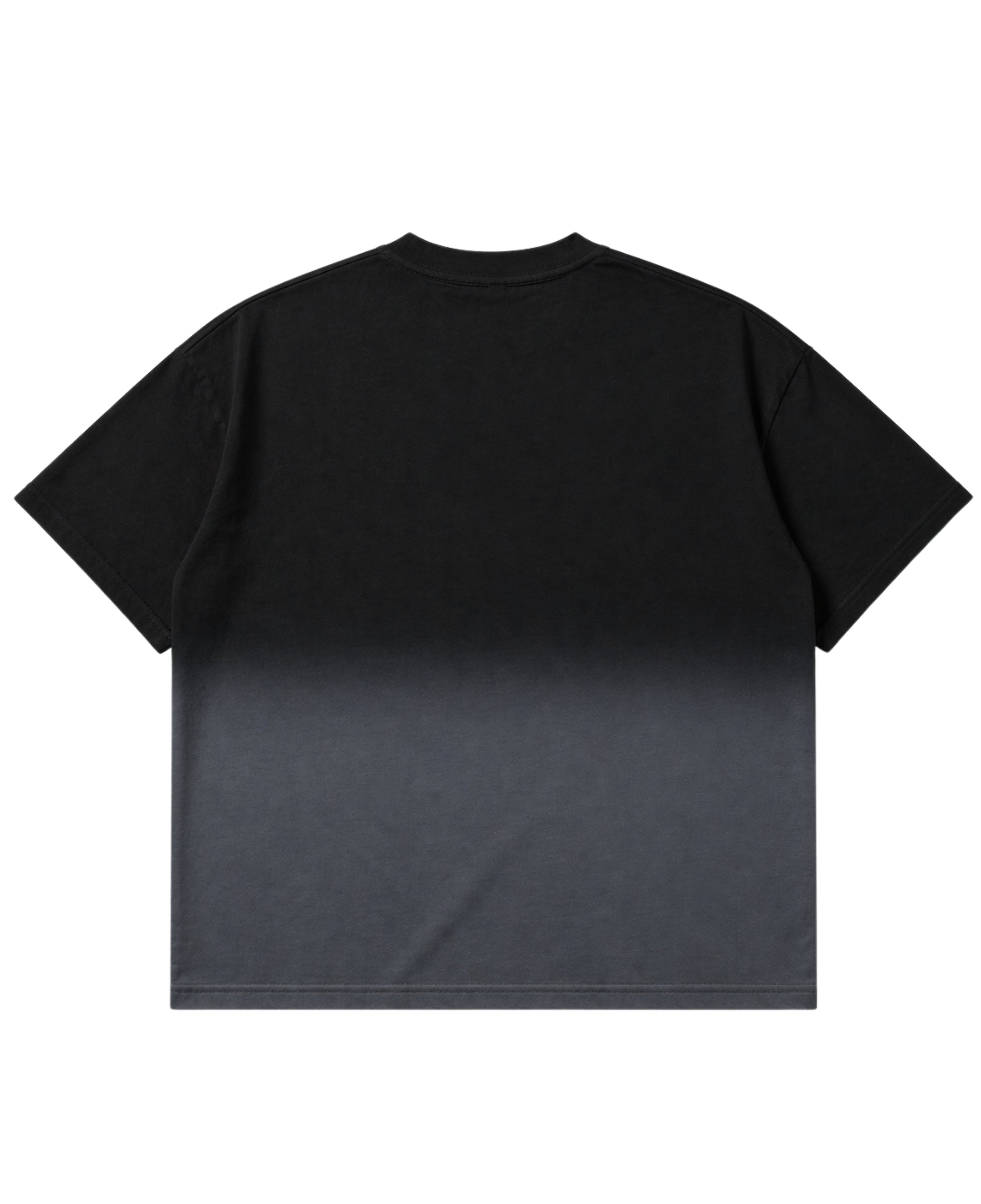 Black ombre boxy fit T-shirt from LYVIT ORIGINALS, shown from the back with a relaxed, stylish silhouette.