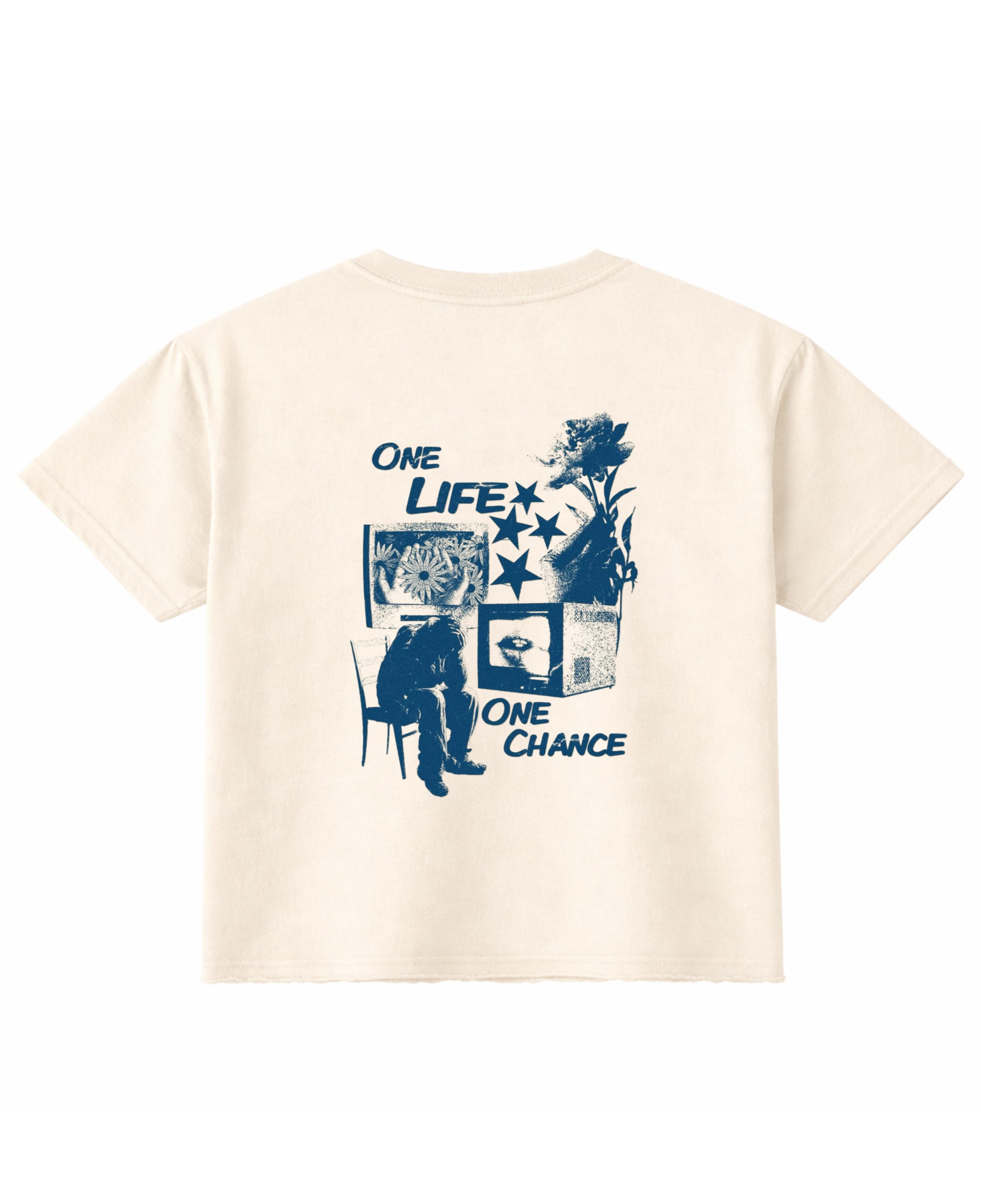 Back view of LYVIT ORIGINALS BOXY FIT T-shirt, featuring a relaxed fit and simple design in a neutral color.