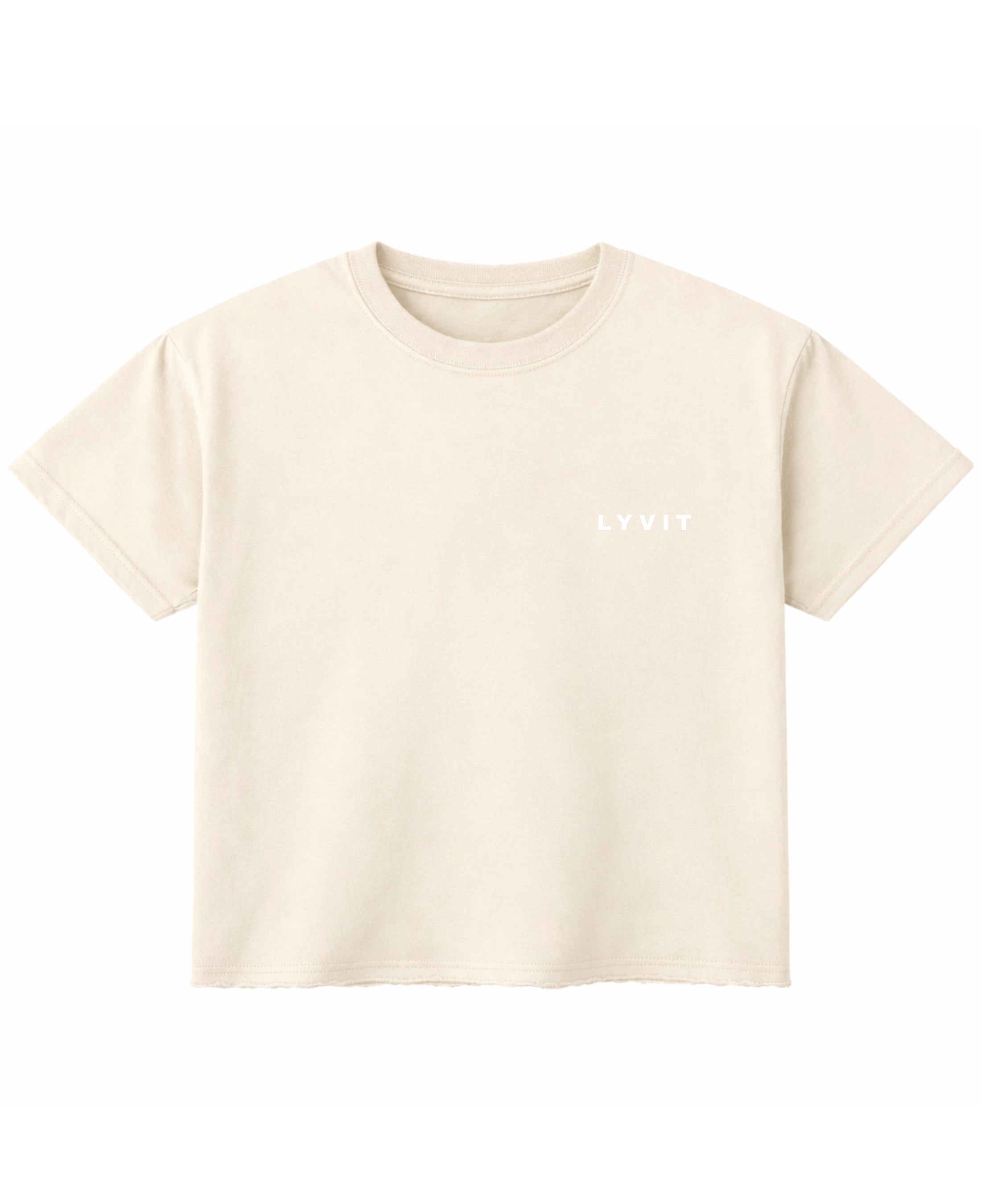 Front view of LYVIT ORIGINALS BOXY FIT T-shirt featuring a relaxed fit and classic crew neck in soft fabric.