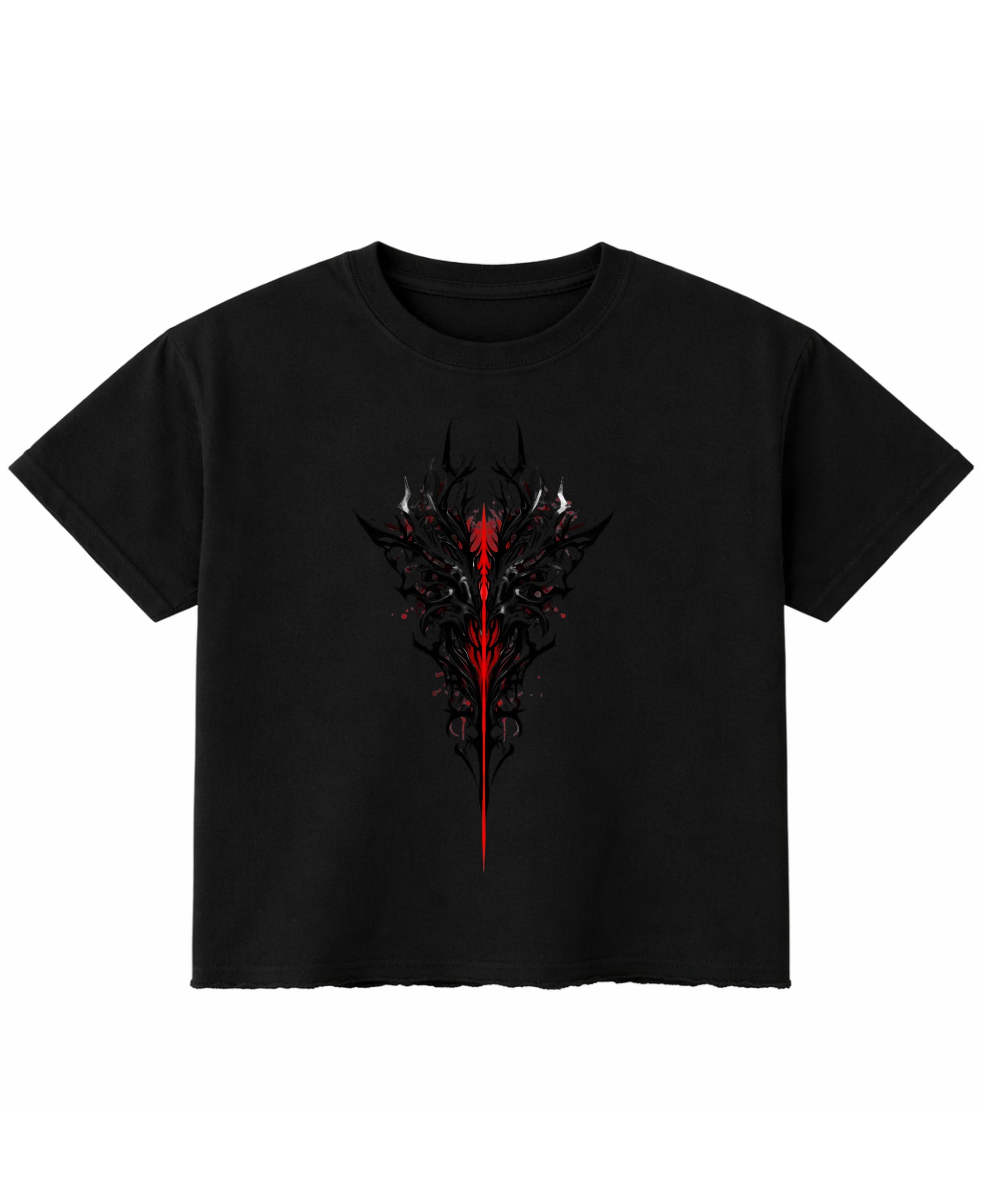 Black boxy-fit T-shirt by LYVIT ORIGINALS, front view showcasing its relaxed, oversized style and soft fabric.