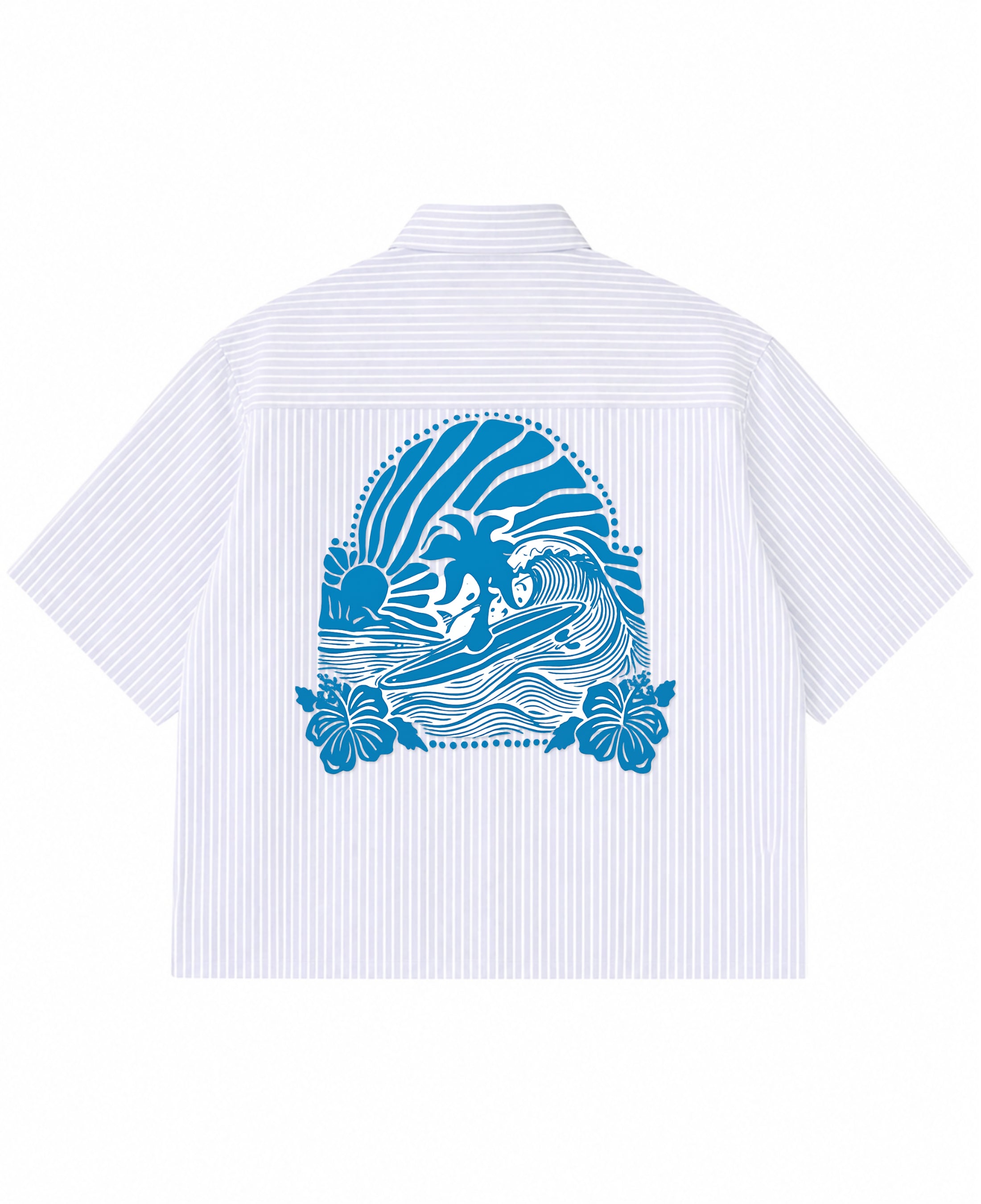 Blue Striped Oxford Boxy Shirt Back Design