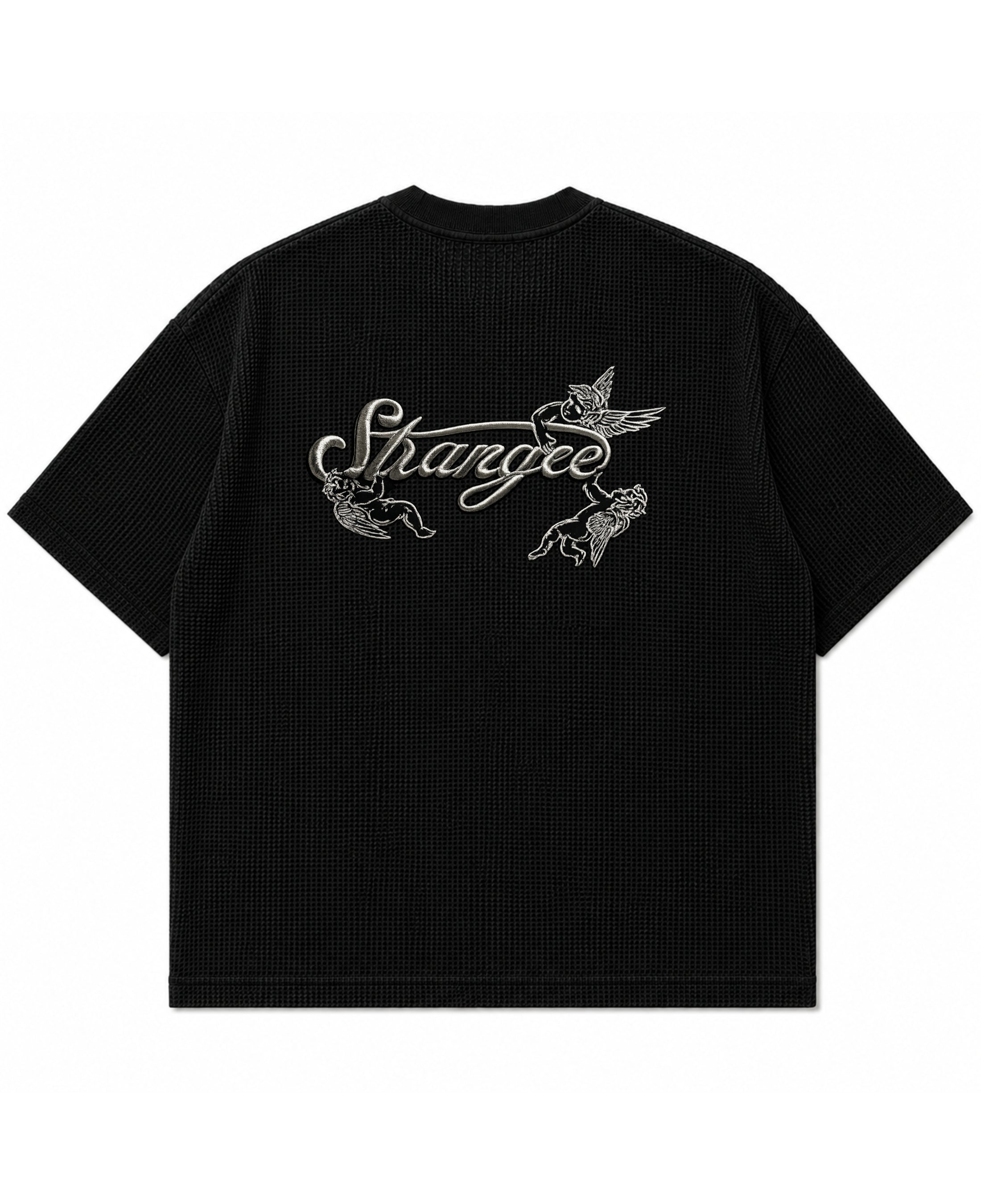Black waffle boxy fit Back Design