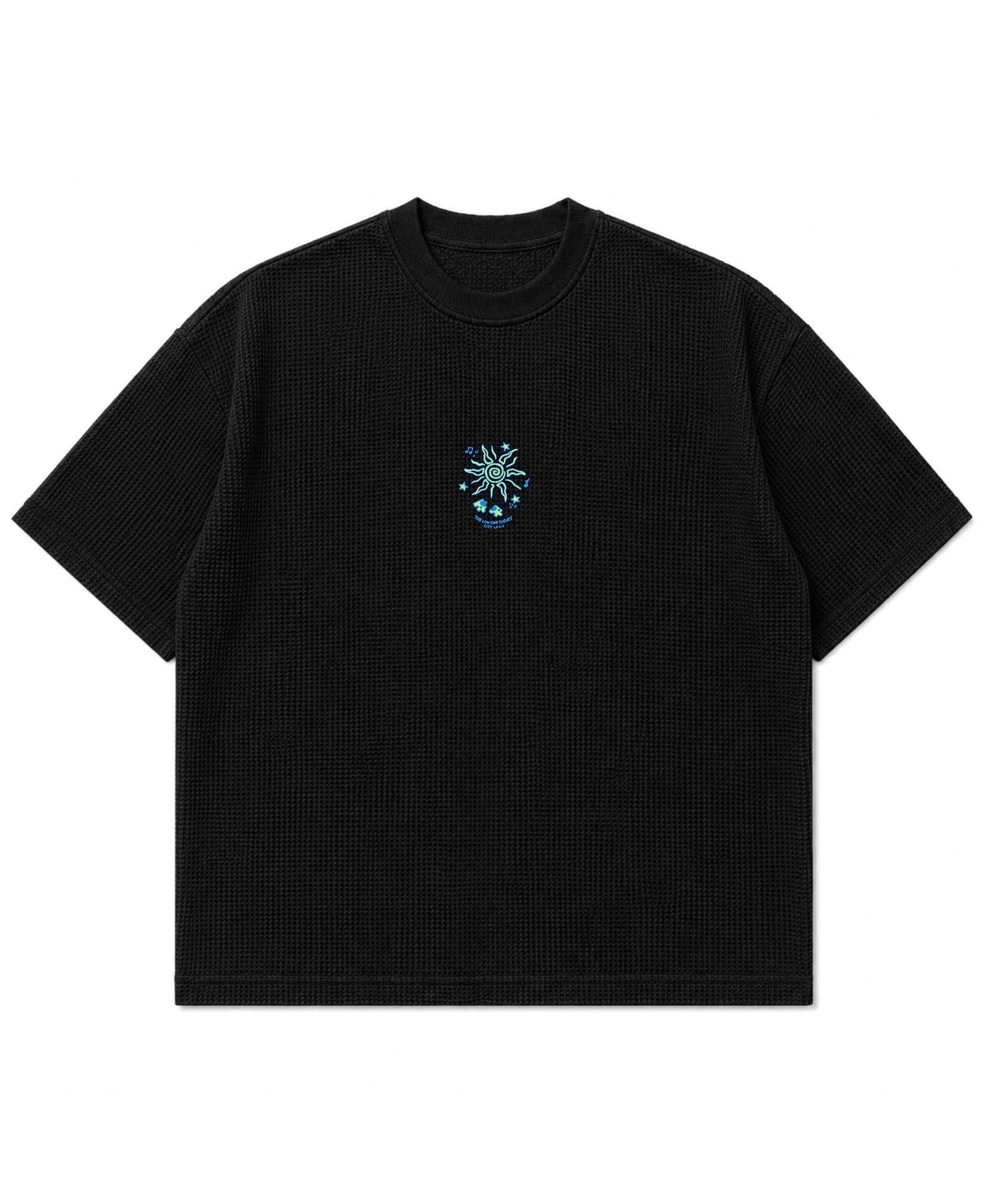Black waffle boxy fit Front Design