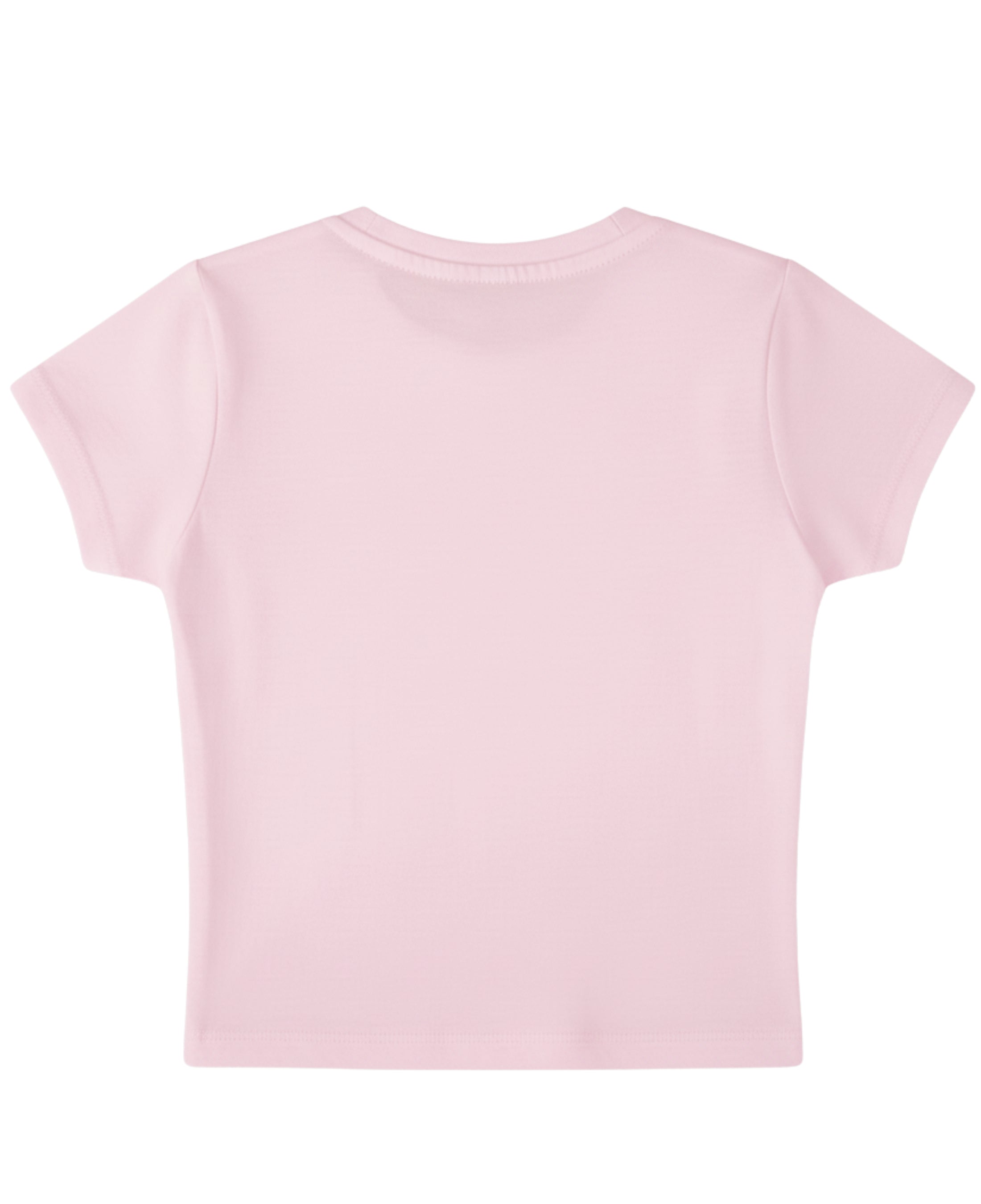 Pink baby T-shirt by LYVIT ORIGINALS featuring a simple back view with short sleeves and a soft, comfortable fabric.