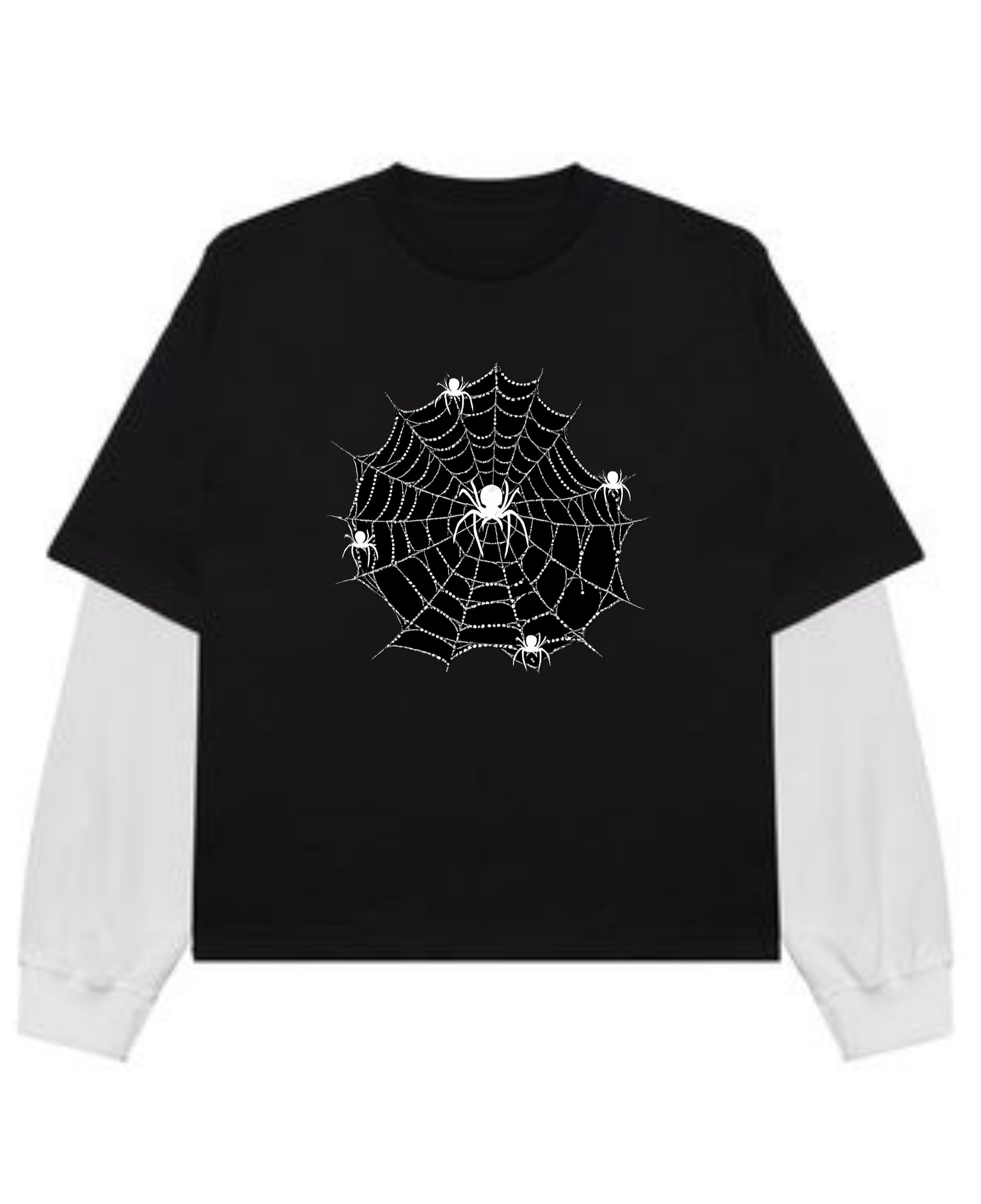 Black With White Sleeve Oversized Tee Front Design
