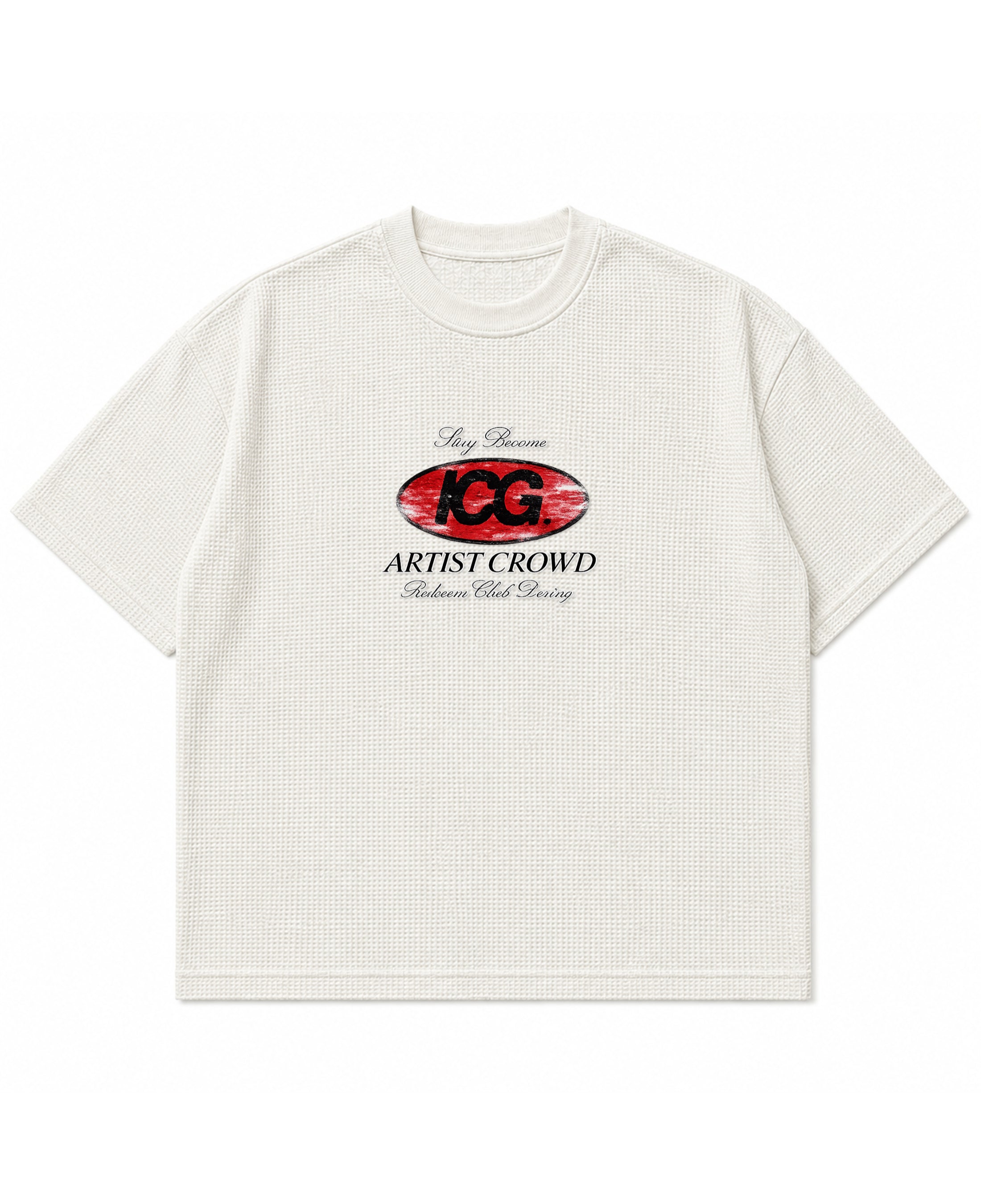 Off-white waffle boxy fit Front Design