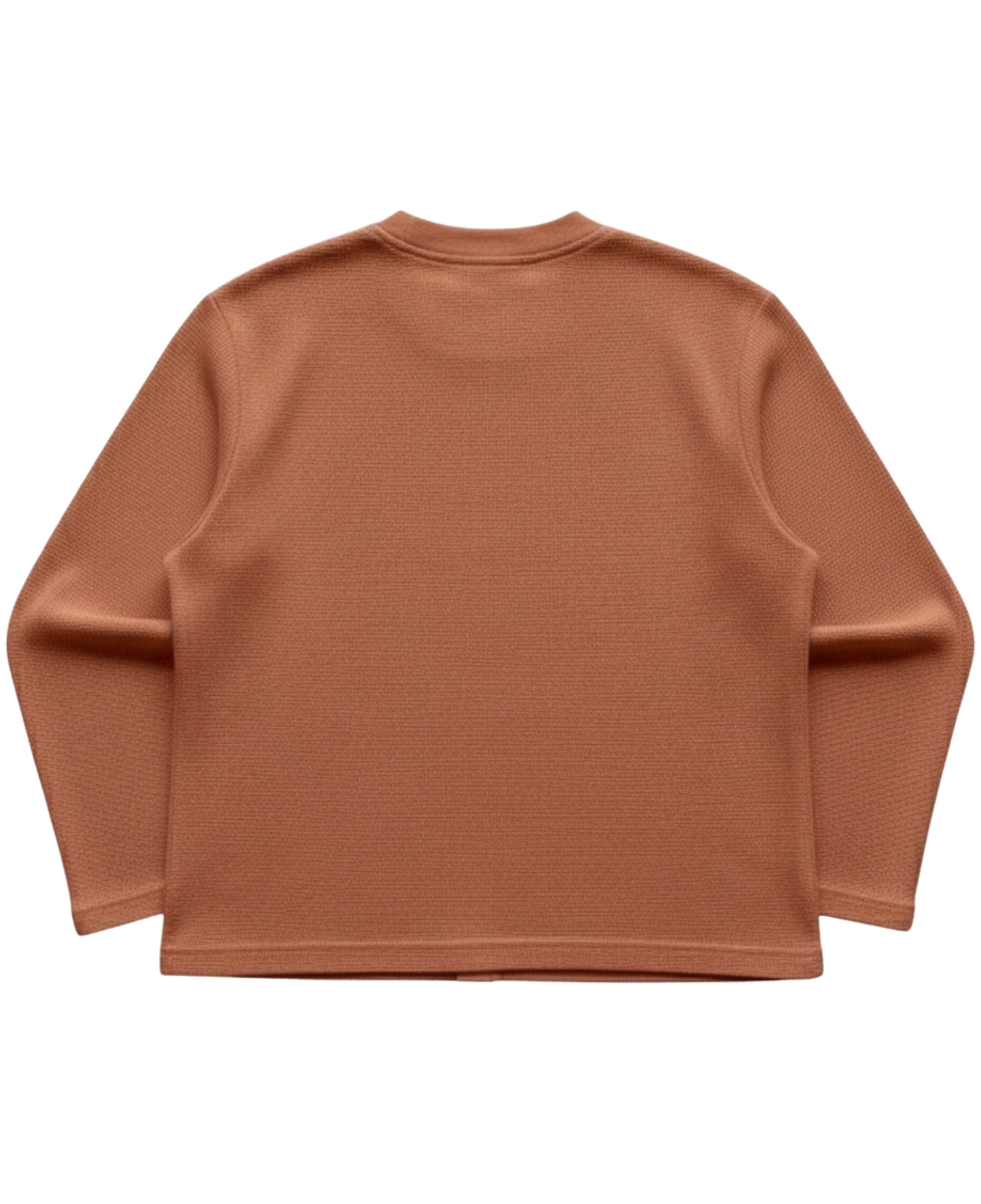 Lyvit Originals waffle knit oversized full-sleeve sweater, back view showing textured fabric and relaxed fit.