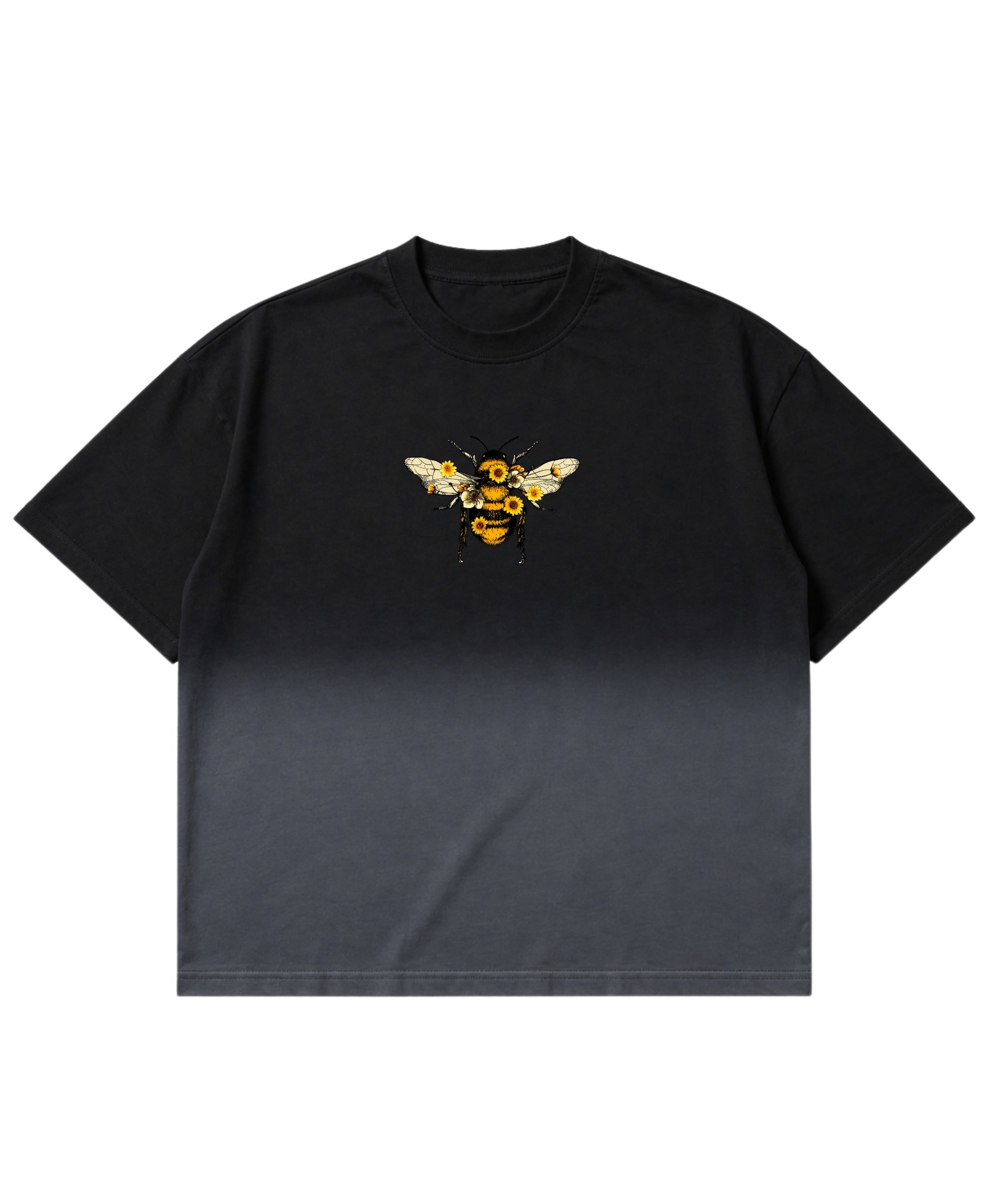 Black Ombré Wash Boxy Fit T-shirt Front Design