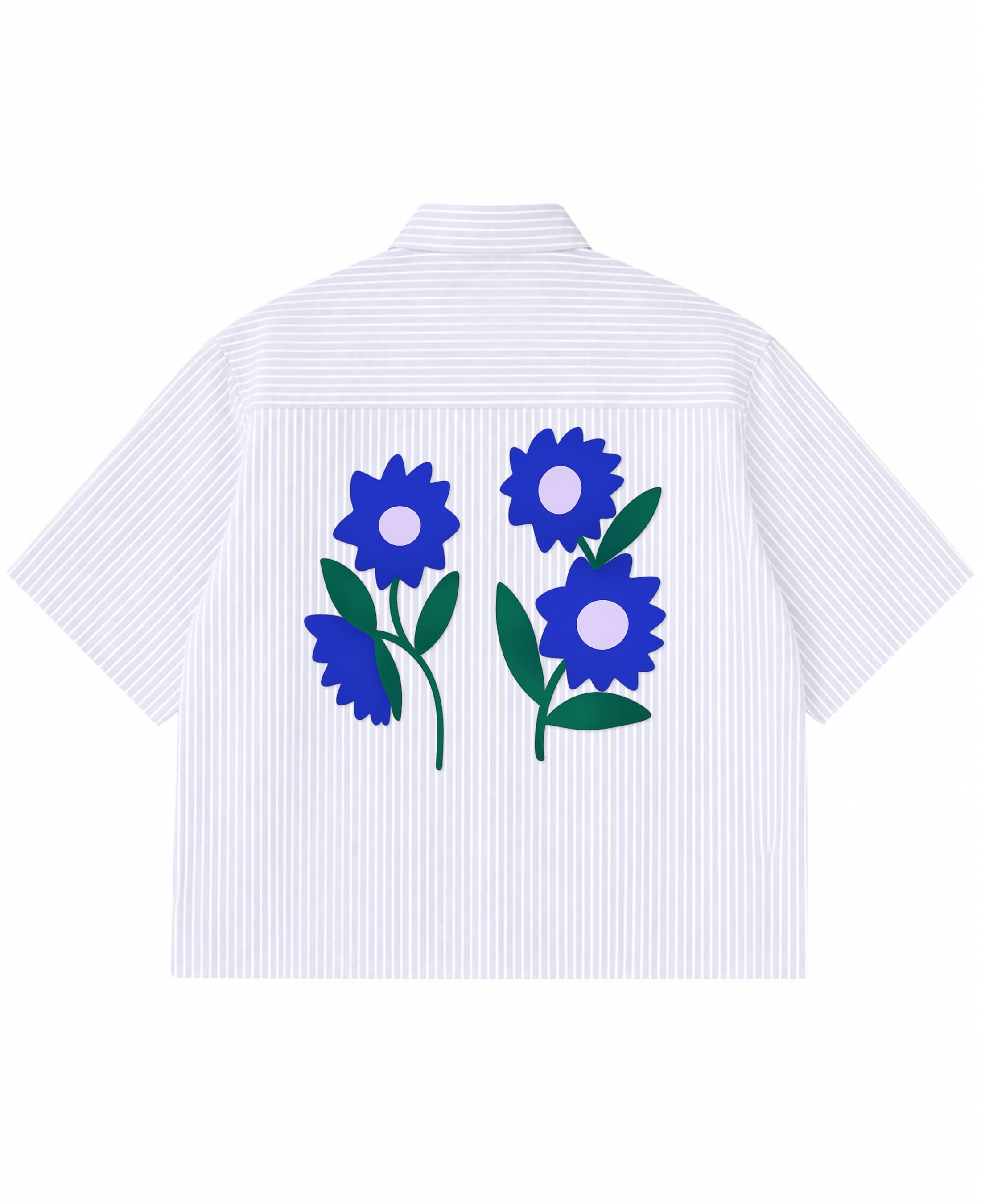 Blue Striped Oxford Boxy Shirt Back Design