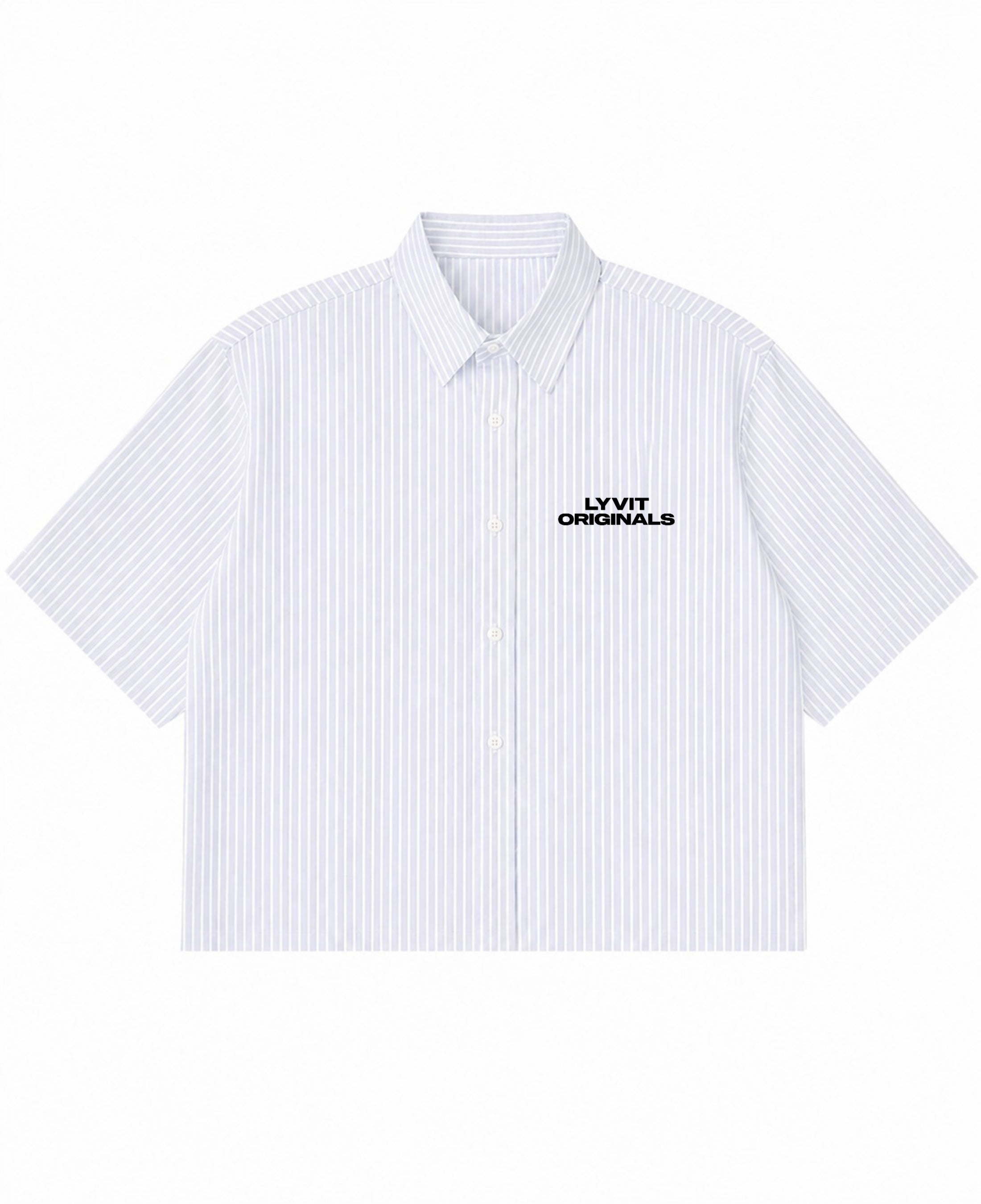 Blue Striped Oxford Boxy Shirt Front Design